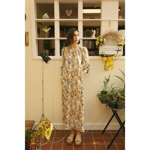 One Fine Day ofd invisible waist full maxi dress In IVORY BOTANICAL Size XXS